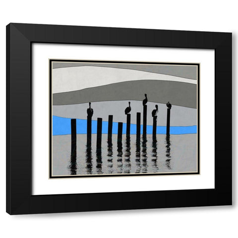 Pelican View Black Modern Wood Framed Art Print with Double Matting by Tom, Ella