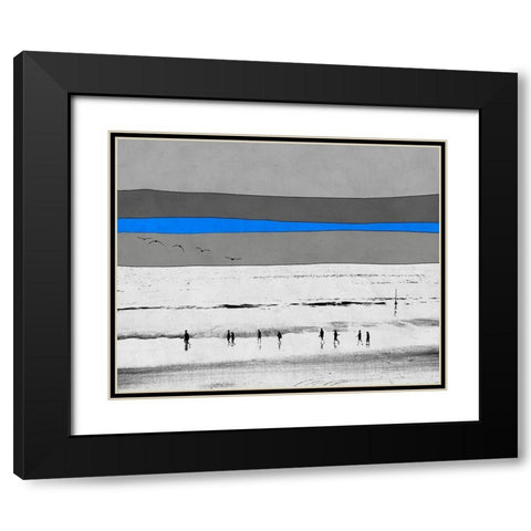 Beach Stroll at Dusk Black Modern Wood Framed Art Print with Double Matting by Tom, Ella