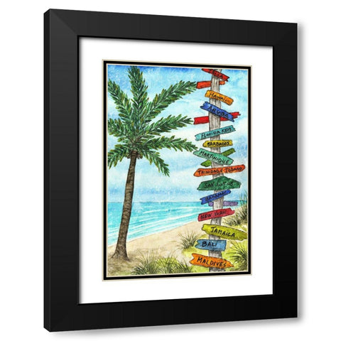 Island Directions Black Modern Wood Framed Art Print with Double Matting by Biscardi, Nicholas