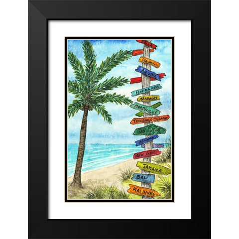 Island Directions Black Modern Wood Framed Art Print with Double Matting by Biscardi, Nicholas