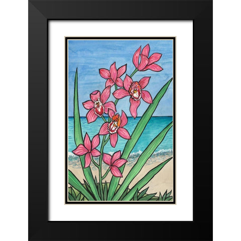 Orchid Beach Black Modern Wood Framed Art Print with Double Matting by Biscardi, Nicholas