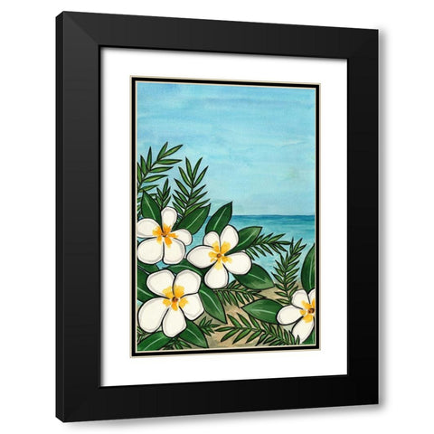 Plumeria Beach Black Modern Wood Framed Art Print with Double Matting by Biscardi, Nicholas