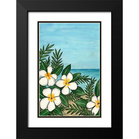 Plumeria Beach Black Modern Wood Framed Art Print with Double Matting by Biscardi, Nicholas