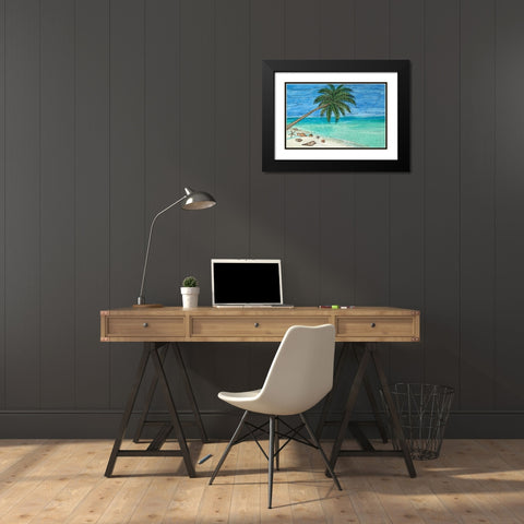 Paradise And Palms II Black Modern Wood Framed Art Print with Double Matting by Biscardi, Nicholas