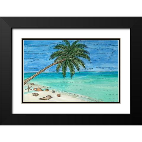 Paradise And Palms II Black Modern Wood Framed Art Print with Double Matting by Biscardi, Nicholas