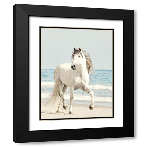 Beach Run Black Modern Wood Framed Art Print with Double Matting by Walters, Jan