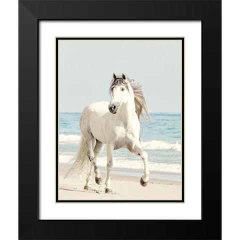 Beach Run Black Modern Wood Framed Art Print with Double Matting by Walters, Jan