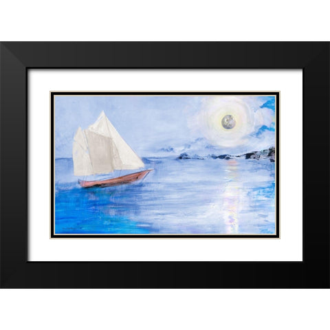 Sailing In Moonlight Black Modern Wood Framed Art Print with Double Matting by Maria, Robin
