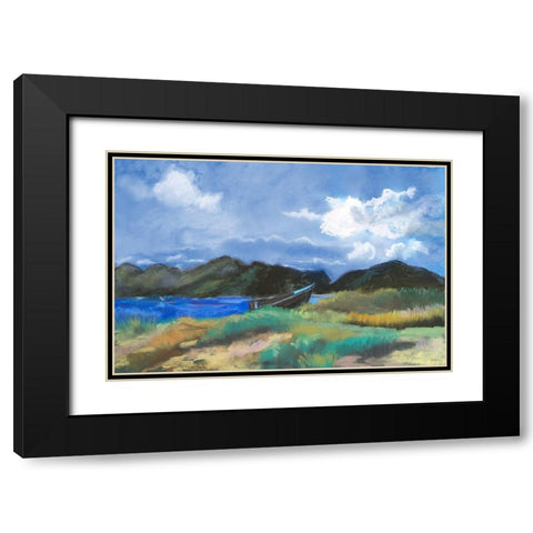 Beached Row Boat Black Modern Wood Framed Art Print with Double Matting by Maria, Robin