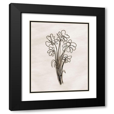 Naive Flowers Black Modern Wood Framed Art Print with Double Matting by Meneely, Dan