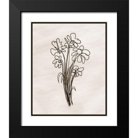 Naive Flowers Black Modern Wood Framed Art Print with Double Matting by Meneely, Dan