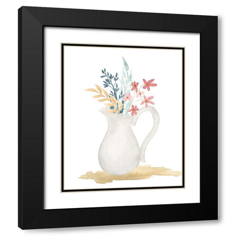 Farmhouse Pitcher With Flowers Black Modern Wood Framed Art Print with Double Matting by Price, Lucille