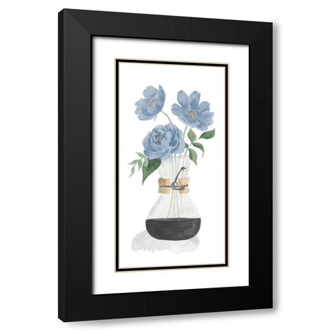 Tumbler Of Blue Flowers I Black Modern Wood Framed Art Print with Double Matting by Price, Lucille