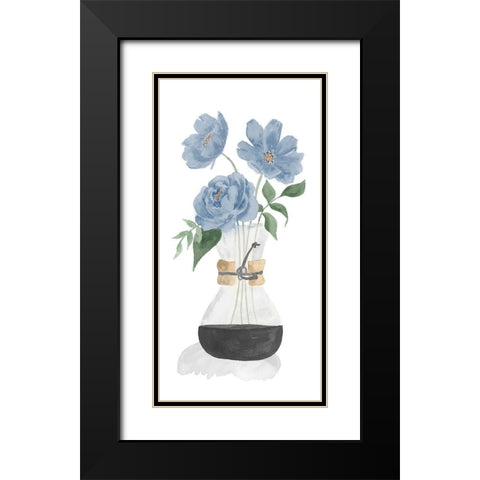 Tumbler Of Blue Flowers I Black Modern Wood Framed Art Print with Double Matting by Price, Lucille