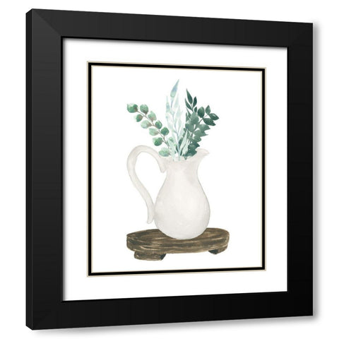 Farmhouse Pitcher With Leaves Black Modern Wood Framed Art Print with Double Matting by Price, Lucille