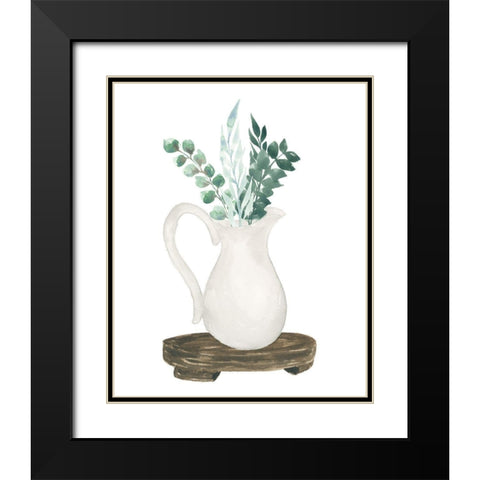 Farmhouse Pitcher With Leaves Black Modern Wood Framed Art Print with Double Matting by Price, Lucille