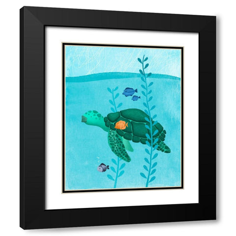 Tony The Turtle Black Modern Wood Framed Art Print with Double Matting by Sheppard, Lucca