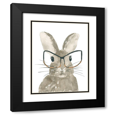 Bunny With Glasses Black Modern Wood Framed Art Print with Double Matting by Price, Lucille