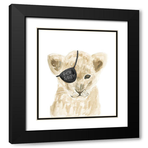 Ahoy Matey Lion Black Modern Wood Framed Art Print with Double Matting by Price, Lucille