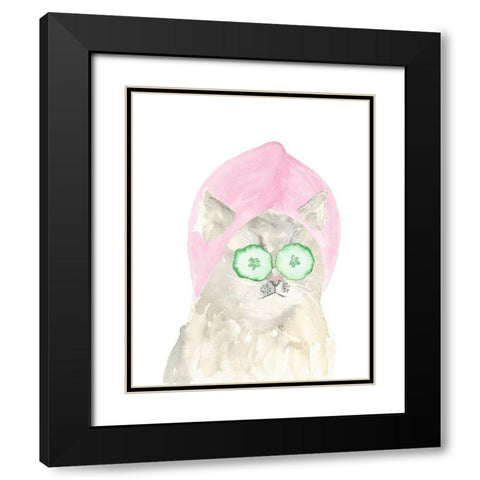 Spa Kitten Black Modern Wood Framed Art Print with Double Matting by Price, Lucille