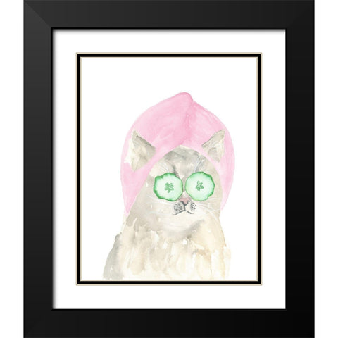 Spa Kitten Black Modern Wood Framed Art Print with Double Matting by Price, Lucille