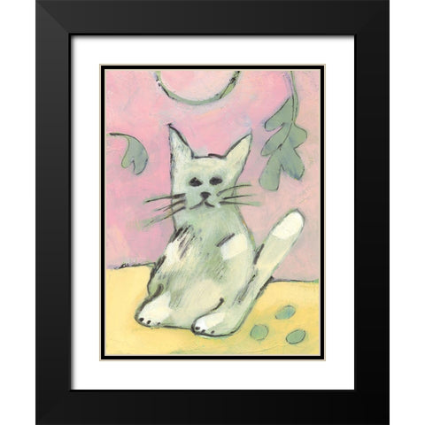 Soft Kitty Black Modern Wood Framed Art Print with Double Matting by Athas, Vas