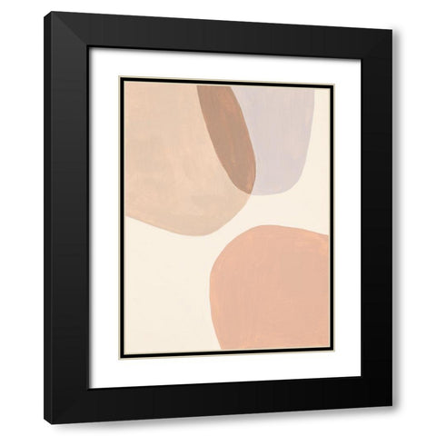 Neutral Overlapping Shapes Black Modern Wood Framed Art Print with Double Matting by Pinto, Patricia