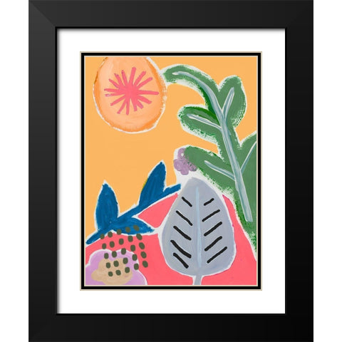 Take On Flora Black Modern Wood Framed Art Print with Double Matting by SD Graphics Studio