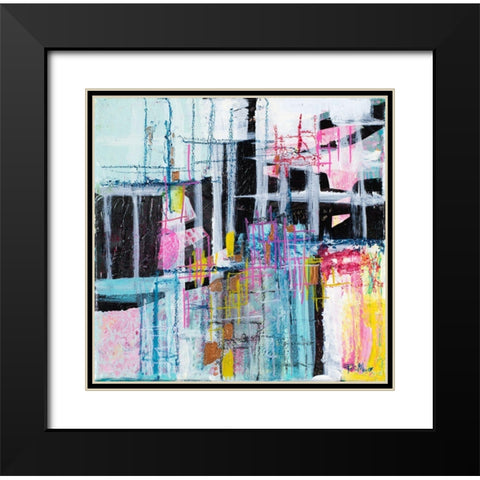 Gio Grid I Black Modern Wood Framed Art Print with Double Matting by Maria, Robin