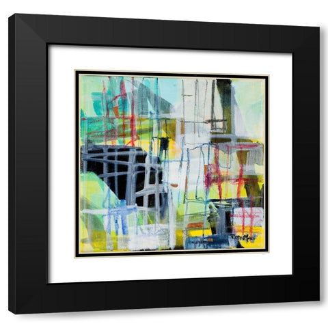 Gio Grid II Black Modern Wood Framed Art Print with Double Matting by Maria, Robin