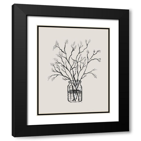 Sketched Blossoms I Black Modern Wood Framed Art Print with Double Matting by Medley, Elizabeth