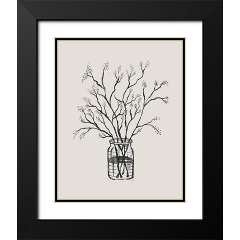 Sketched Blossoms I Black Modern Wood Framed Art Print with Double Matting by Medley, Elizabeth