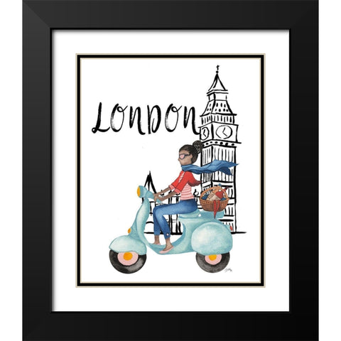 London By Moped Black Modern Wood Framed Art Print with Double Matting by Medley, Elizabeth