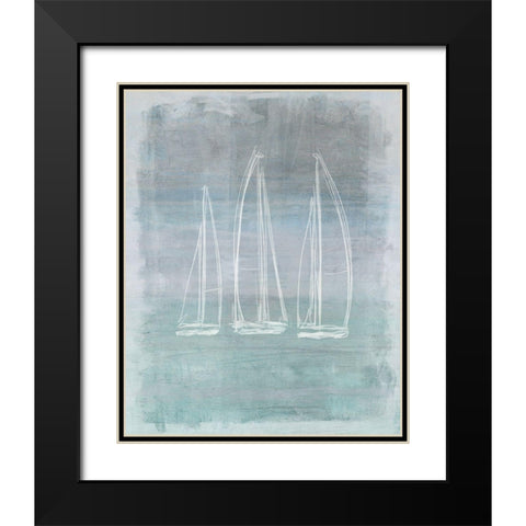 Regatta Memory II Black Modern Wood Framed Art Print with Double Matting by Meneely, Dan