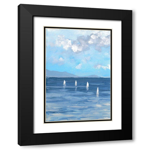 Boats and Waves I Black Modern Wood Framed Art Print with Double Matting by Meneely, Dan
