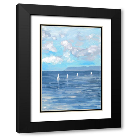 Boats and Waves II Black Modern Wood Framed Art Print with Double Matting by Meneely, Dan
