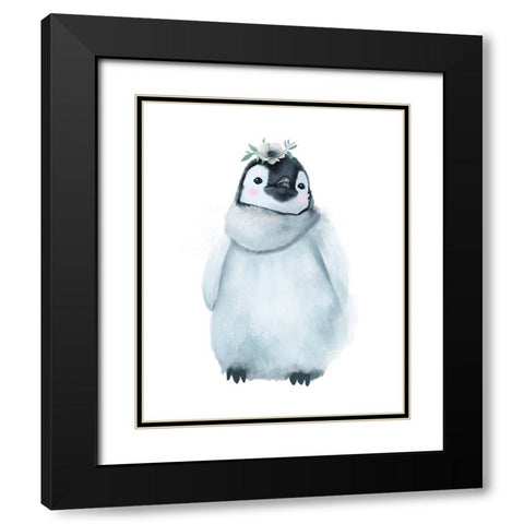 Baby Penguin Black Modern Wood Framed Art Print with Double Matting by Sheppard, Lucca