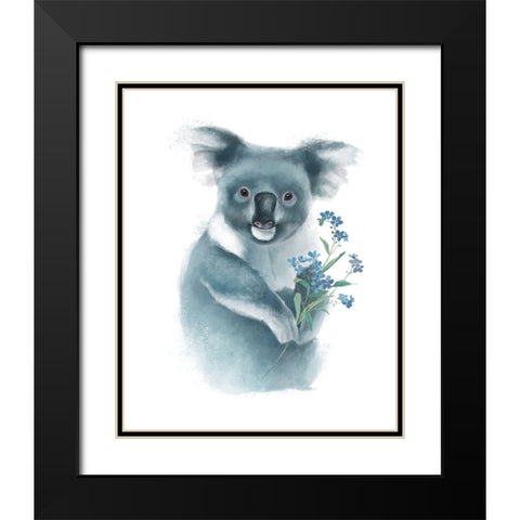 Baby Koala with Flowers Black Modern Wood Framed Art Print with Double Matting by Sheppard, Lucca