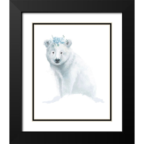 Baby Polar Bear Black Modern Wood Framed Art Print with Double Matting by Sheppard, Lucca