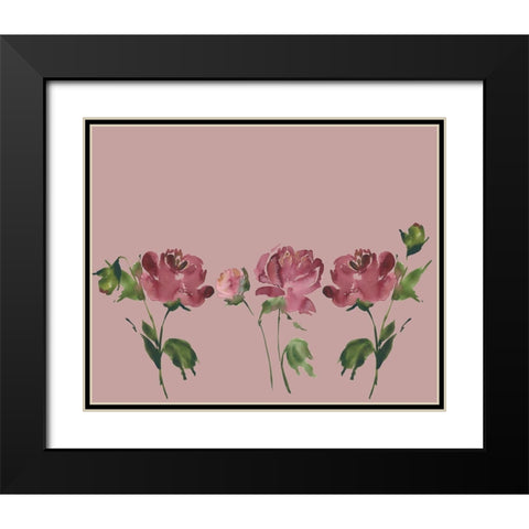 Trio Of Peonies Black Modern Wood Framed Art Print with Double Matting by Price, Lucille