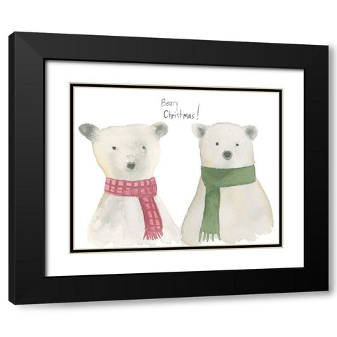 Beary Christmas Black Modern Wood Framed Art Print with Double Matting by Price, Lucille