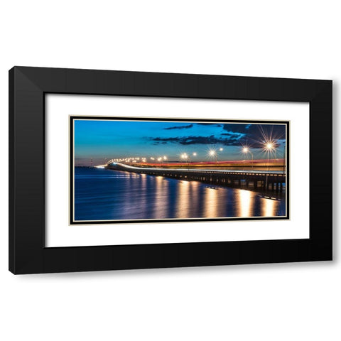 Night Bridge Black Modern Wood Framed Art Print with Double Matting by Bill Carson Photography
