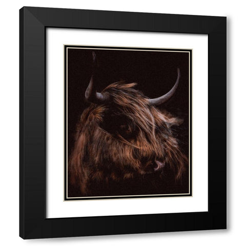 Moody Cow Black Modern Wood Framed Art Print with Double Matting by Meneely, Dan