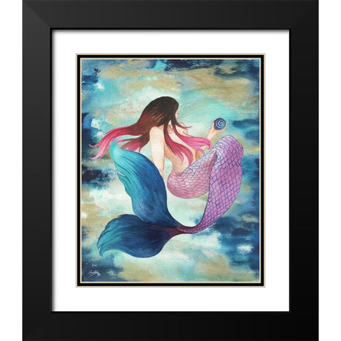 Mermaid Blue Black Modern Wood Framed Art Print with Double Matting by Medley, Elizabeth