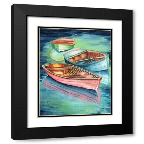 Docked Rowboats II Black Modern Wood Framed Art Print with Double Matting by Medley, Elizabeth