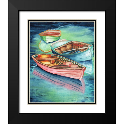 Docked Rowboats II Black Modern Wood Framed Art Print with Double Matting by Medley, Elizabeth