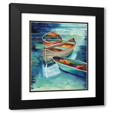 Docked Rowboats I Black Modern Wood Framed Art Print with Double Matting by Medley, Elizabeth