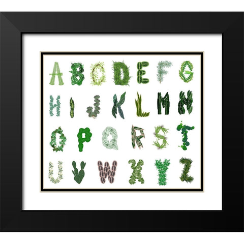 Plant Alphabet Black Modern Wood Framed Art Print with Double Matting by Bucheli, Jen