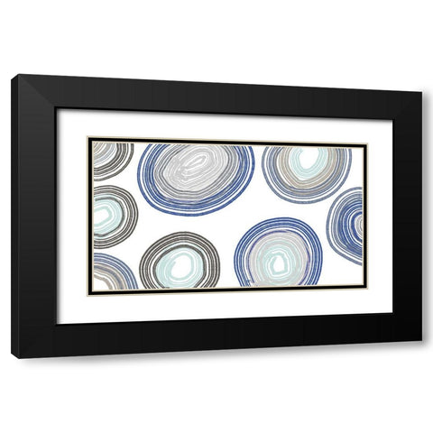 Blue And Gray Family Circle Black Modern Wood Framed Art Print with Double Matting by Maria, Robin