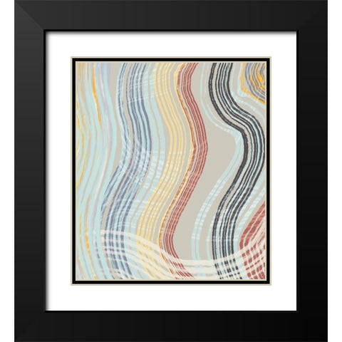 Earth Tone Band Waves Black Modern Wood Framed Art Print with Double Matting by Maria, Robin